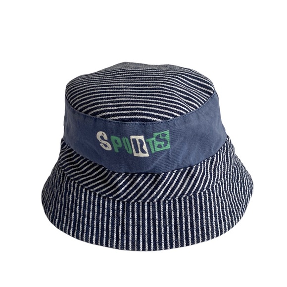 Sports Striped Blue Bucket Lined Hat Size 2-3X - Picture 3 of 5